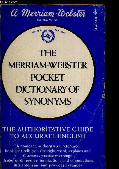 THE MERRIAM WEBSTER POCKET DICTIONARY OF SYNONYMS - OUVRAGE EN ANGLAIS