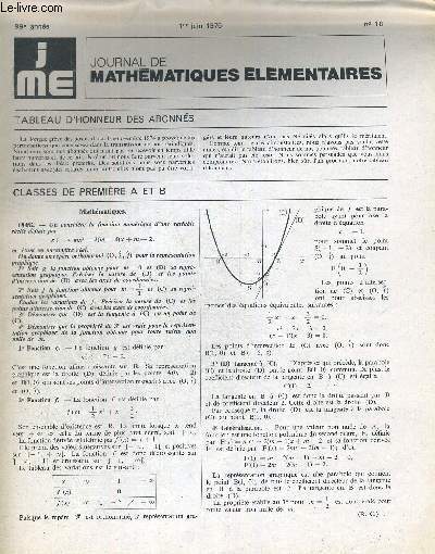 JOURNAL DE MATHEMATIQUES ELEMENTAIRES. 99e ANNEE - 1 JUIN 1975. N18