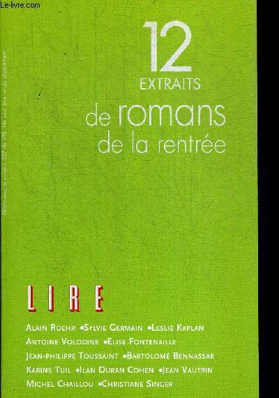 12 EXTRAITS DE ROMANS DE LA RENTREE. SUPPLEMENT AU MAGAZINE LIRE