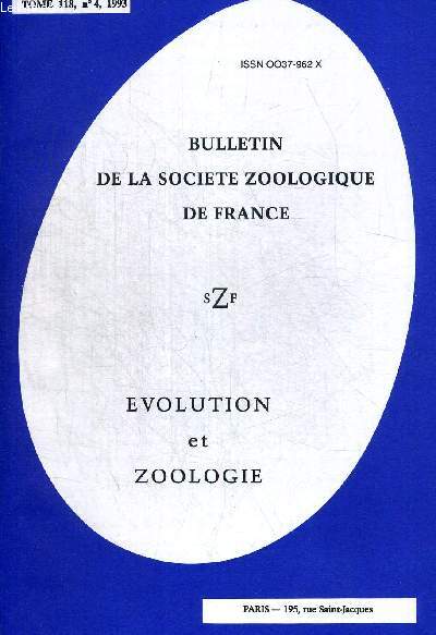 BULLETIN DE LA SOCIETE ZOOLOGIQUE DE FRANCE. EVOLUTION ET ZOOLOGIE. TOME 118 N4. 1993. MODIFICATION DES TAUX D ECDYSTEROIDES SELON LA PHASE CHEZ LOCUSTA MIGRATORIA / OBSERVATIONS SUR LE POLYMORPHISME DE QUELQUES POPULATIONS EUROPEENNES D ELECTRA PILOSA