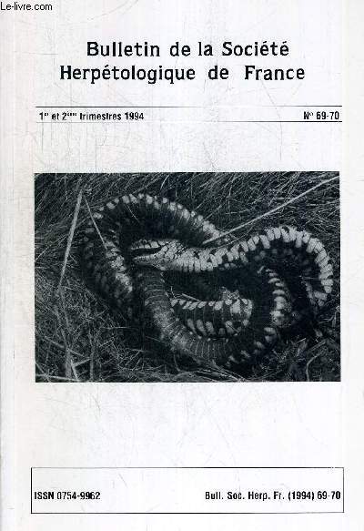 BULLETIN DE LA SOCIETE HERPETOLOGIQUE DE FRANCE N69-70. 1er ET 2eme TRIM 1994. QUELQUES ASPECTS SUR L ECOLOGIE ET L ETHNOLOGIE DES GYMNOPHIONES / ETUDE PRELIMINAIRE DU COMPORTEMENT ALIMENTAIRE EN ENCLOS SEMI-NATUREL CHEZ LA TORTUE D HERMANN