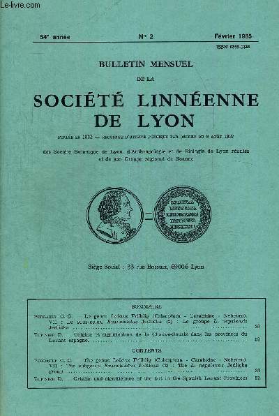 N2. 54e ANNEE. BULLETIN MENSUEL DE LA SOCIETE LINNEENNE DE LYON. FEVRIER 1985. PERRAULT G.G. LE GENRE LEISTUS FROHLIG COLOPTERA CARABIDAE NEBRIINI VII LE SOUS GENRE EVANOLEISTUS JEDLICKA LE GROUPE L. NEPALENSIS JEDLICKA