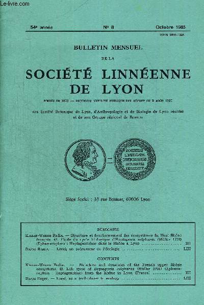 N8.54e ANNEE. BULLETIN MENSUEL DE LA SOCIETE LINNEENNE DE LYON. KALLAB WAKIM FADIA - STRUCTURE ET FONCTIONNEMENT DES ECOSYSTEMES DU HAUT RHONE FRANCAIS. 42. ETUDE DU CYCLE BIOLOGIQUE D HEPTAGENIA SULPHUREA