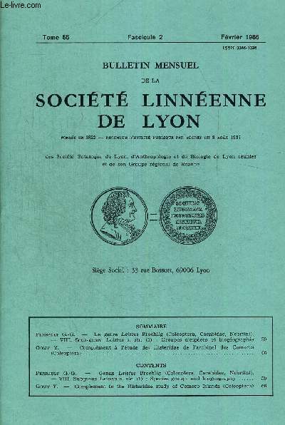 N2. TOME 55. BULLETIN MENSUEL DE LA SOCIETE LINNEENNE DE LYON. FEVRIER 1986. PERRAULT G.G. - LE GENRE LEISTUS FROEHLIG (COLEPTERA, CARABIDAE, NEBRIINI) VIII SOUS GENRE LEISTUS : GROUPES D ESPECES ET BIOGEOGRPAHIE