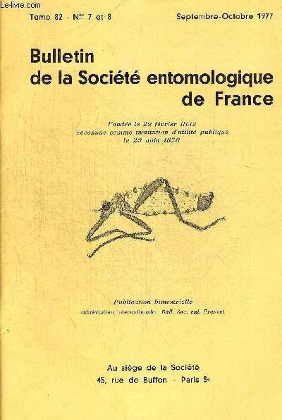 TOME 82. N 7 ET 8. SEPTEMBRE OCTOBRE. BULLETIN DE LA SOCIETE ENTOMOLOGIQUE DE FRANCE. ETUDE DES DIVERS ASPECTS DE LA SPECIFICITE PARASITAIRE D ACEMYIA PYRRHOCERA VILL. DIPTERE TACHINAIRE ACRIDIOPHAGE