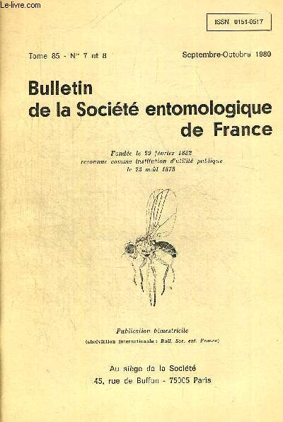 TOME 85. N 7 ET 8.SEPTEMBRE OCTOBRE 1980 . BULLETIN DE LA SOCIETE ENTOMOLOGIQUE DE FRANCE. CONTRIBUTION A L ETUDE DE LA PRISE DE NOURRITURE CHEZ L ADULTE DU CRIQUET MIGRATEUR LOCUSTA MIGRATORIA EN FONCTION DU MODE DE VIE GREGAIRE OU SOLITAIRE