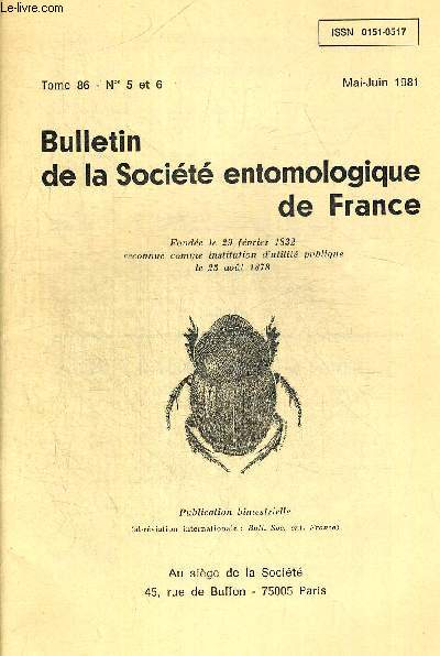 TOME 86. N 5 ET 6. MAI JUIN 1981. BULLETIN DE LA SOCIETE ENTOMOLOGIQUE DE FRANCE. OBSERVATIONS ECOLOGIQUES ET BIOGEOGRAPHIQUES SUR LES ORTHOPTERES DU MASSIF CENTRAL 1 METRIOPTERA SAUSSURIANA (FREY GESSNER) 1872