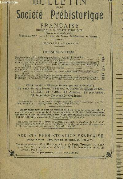 BULLETIN DE LA SOCIETE PREHISTORIQUE FRANCAISE. T. XXX. N9. SEPTEMBRE 1933.