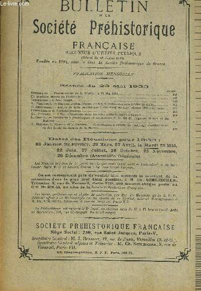 BULLETIN DE LA SOCIETE PREHISTORIQUE FRANCAISE. T. XXX. N4. MAI 1933.