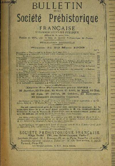 BULLETIN DE LA SOCIETE PREHISTORIQUE FRANCAISE. T. XXX. N3. MARS 1933.