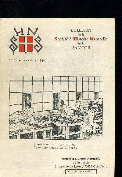 BULLETIN DE LA SOCIETE D HISTOIRE NATURELLE DE LA SAVOIE. N79 - NOVEMBRE 1976.