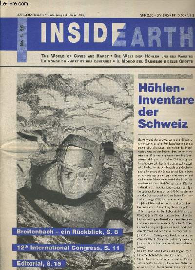 INSIDEARTH. THE WORLD OF CAVES AND KARST. DIE WELT DER HOHLEN UND DES KARSTES. LE MONDE DU KARST ET DES CAVERNES. N1.96. OUVRAGE EN ALLEMAND