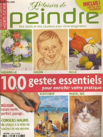 PLAISIRS DE PEINDRE HORS SERIE N13 / JANVIER 2009. 100 GESTES ESSENTIELS POUR ENRICHIR VOTRE PRATIQUE / REUSSIR NATURE MORTE PORTRAIT PAYSAGE / CONSEILS MALINS DU CROQUIS A LA MISE EN COULEUR DE VOS OEUVRES.