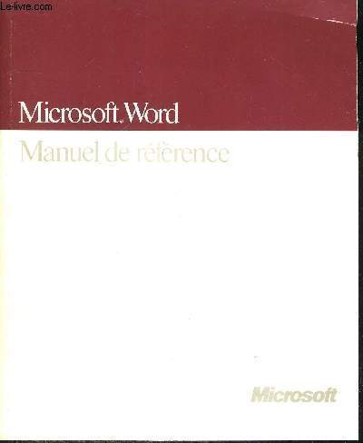 MANUEL DE REFERENCE DE MICROSOFT WORD