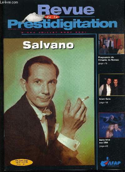 REVUE DE LA PRESTIDIGITATION- N524 - JUILLET - AOUT 2001 - SALVANO