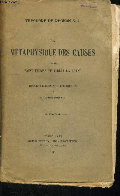 LA METAPHYSIQUE DES CAUSES D'APRES SAINT THOMAS ET ALBERT LE GRAND