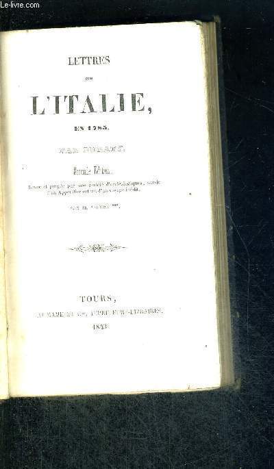 LETTRES SUR L'ITALIE - EN 1785 - SECONDE EDITION