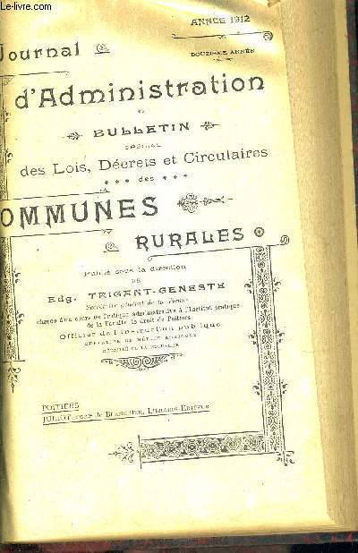 JOURNAL D'ADMINISTRATION - ET BULLETIN SPECIAL DES LOIS, DECRETS ET CIRCULAIRES DES COMMUNES RURALES