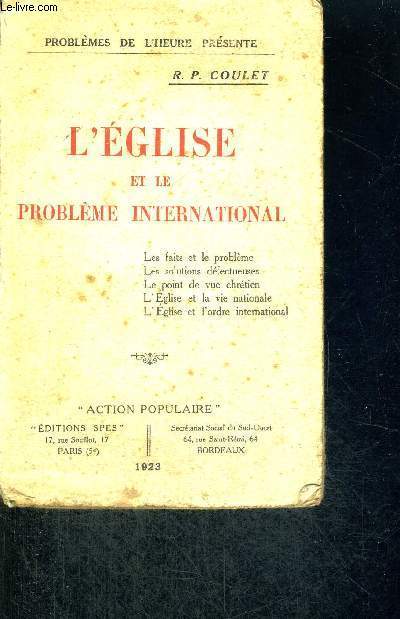 L'EGLISE ET LE PROBLEME INTERNATIONAL