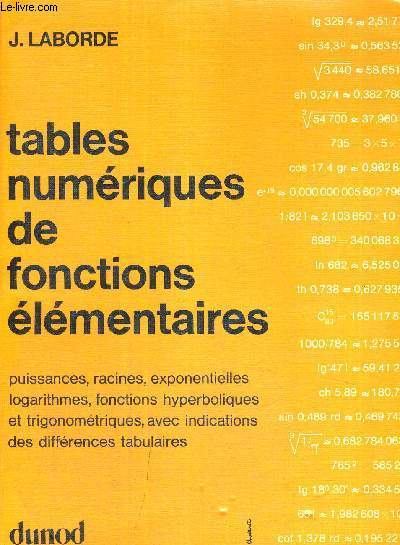 TABLES NUMERIQUES DE FONCTIONS ELEMENTAIRES