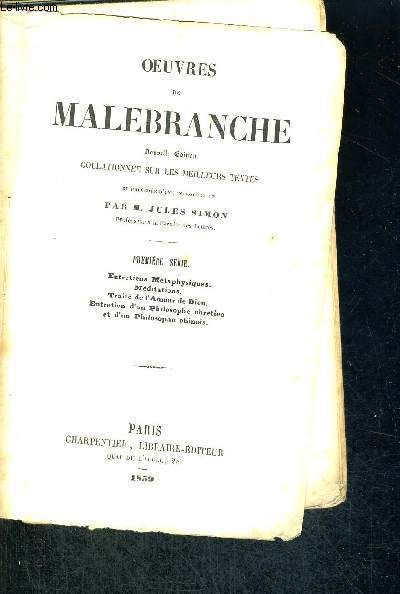 OEUVRES DE MALEBRANCHE - TOME 1