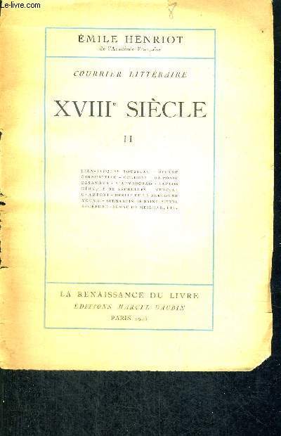 COURRIER LITTERAIRE - XVIII E SIECLE - TOME 2