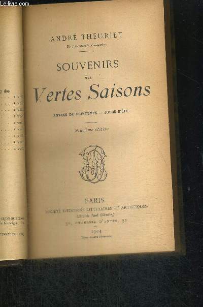 SOUVENIRS DES VERTES SAISONS - ANNEES DE PRINTEMPS - JOURS D'ETE - 9EME EDITION