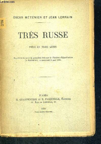 TRES RUSSE - PIECE EN TROIS ACTES