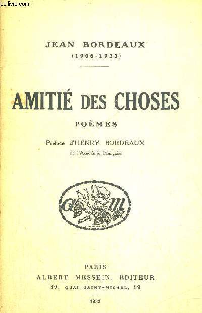 AMITIE DES CHOSES - POEMES