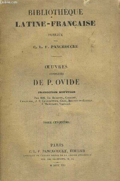 OEUVRES COMPLETES DE P.OVIDE - BIBLIOTHEQUE LATINE-FRANCAISE - TOME 5