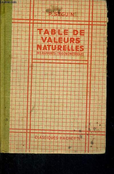 TABLE DE VALEURS NATURELLES - DES RAPPORTS TRIGONOMETRIQUES