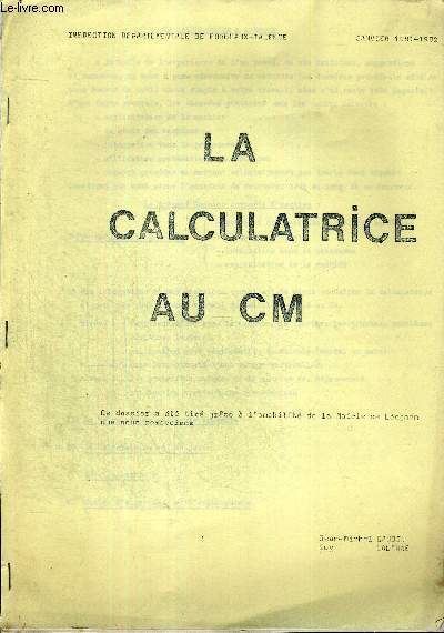 LA CALCULATRICE AU CM - JANVIER 1981-1982 -