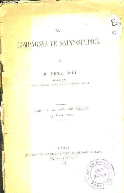 LA COMPAGNIE DE SAINT-SULPICE - EXTRAIT DE LA REFORME SOCIALE - 16 JANVIER 1905