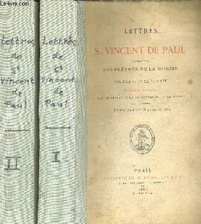 LETTRES DE S.VINCENT DE PAUL - FONDATEUR DES PRETRES DE LA MISSION ET DES FILLES DE LA CHARITE - 2 VOLUMES - TOMES 1 ET 2
