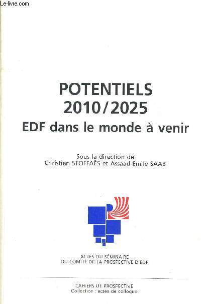 POTENTIELS 2010/2025 - EDF DANS LE MONDE A VENIR - ACTES DU SEMINAIRE DU COMITE DE LA PROSPECTIVE D'EDF