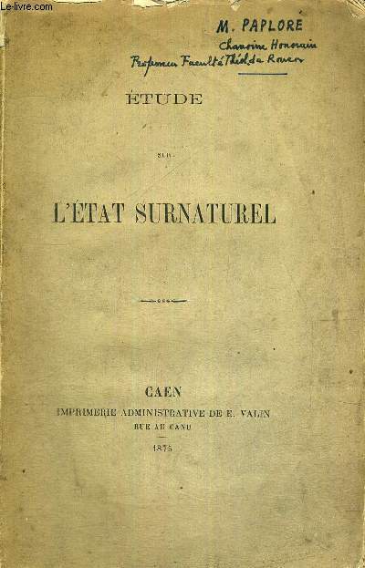ETUDE SUR L'ETAT SURNATUREL