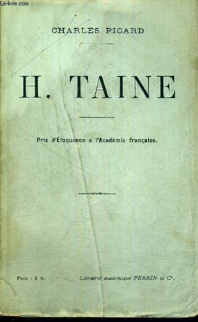 H.TAINE - PRIX D'ELOQUENCE A L'ACADEMIE FRANCAISE