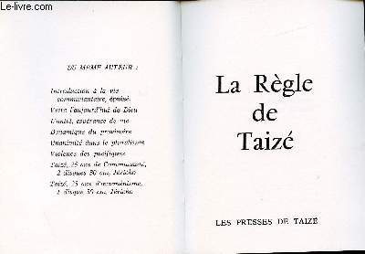 LA REGLE DE TAIZE