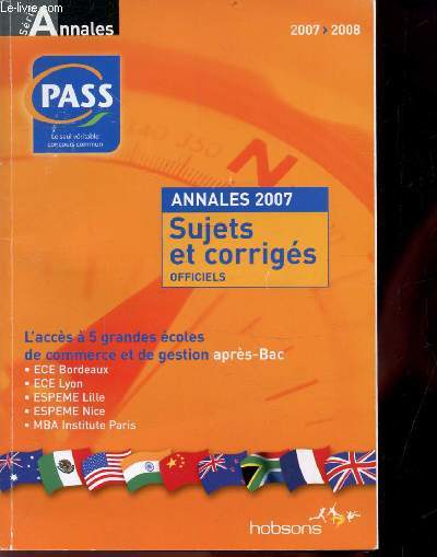 CONCOURS PASS - ANNALES 2007- 2008 - SUJETS ET CORRIGES OFFICIELS -