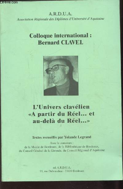 COLLOQUE INTERNATIONAL:BERNARD CLAVEL
