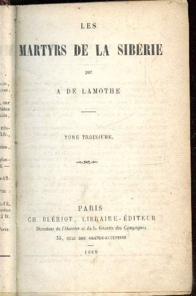 MARTYRS DE LA SYBERIE TOME III