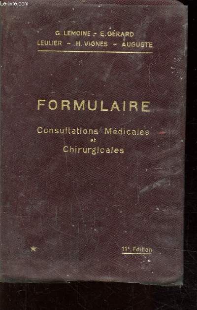 FORMULAIRE - CONSULTATION MEDICALES ET CHIRURGICALES