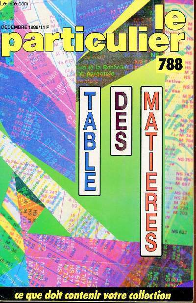 LE PARTICULIER - N788 - DECEMBRE 1989 -