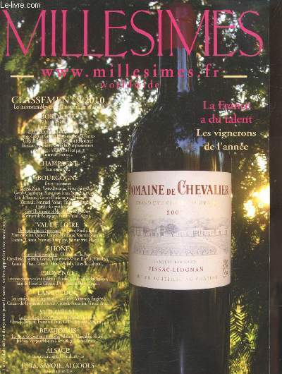 MILLESIMES - LA FRANCE A DU TALENT - LES VIGNERONS DE L'ANNEE - CLASSEMENT 2010 - N2010 -