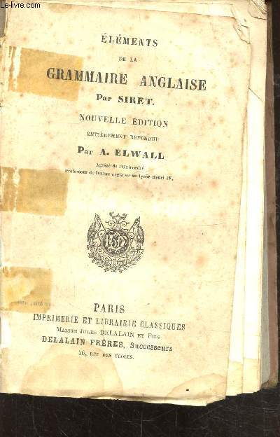 ELEMENTS DE LA GRAMMAIRE ANGLAISE -