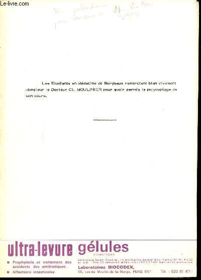 CAHIERS DE L'ETUDIANT MEDECIN - PARASITOLOGIE -