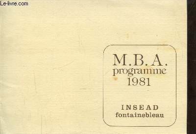 M.B.A. PROGRAMME 1981