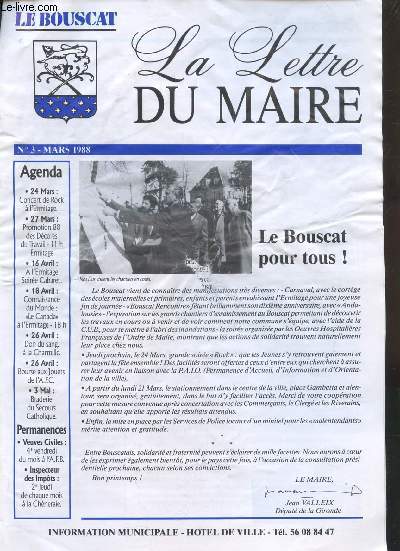 LE BOUSCAT - LA LETTRE DU MAIRE - N 3 - mars 1988