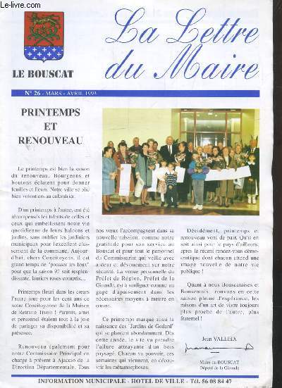 LA LETTRE DU MAIRE - N26 - MARS 1993