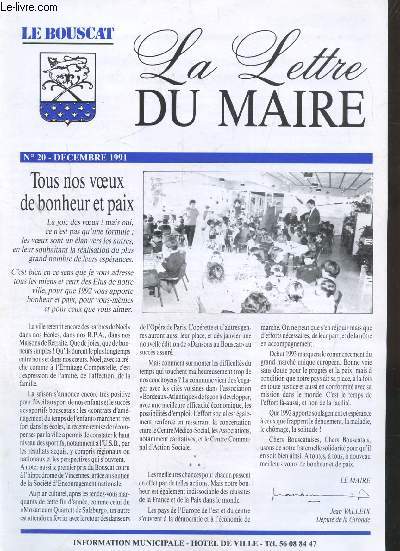 LA LETTRE DU MAIRE - N20 - DECEMBRE 1991